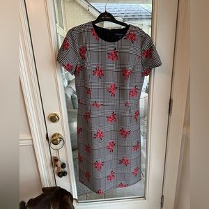 Beautiful Brooks Brothers Dress, embroidered detail on fine silk-like plaid